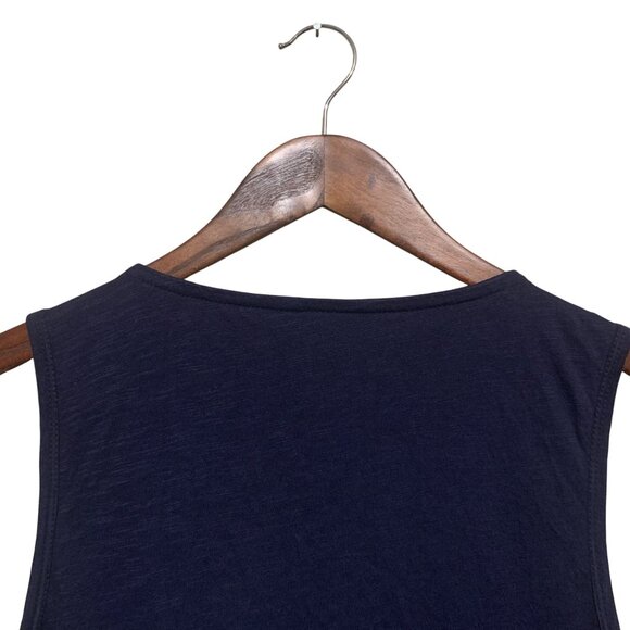 Lucky Brand Women's Top Navy Sleeveless Tank White Floral Embroidery Sz M Boho - Picture 11 of 15